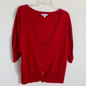 New York and company red cardigan